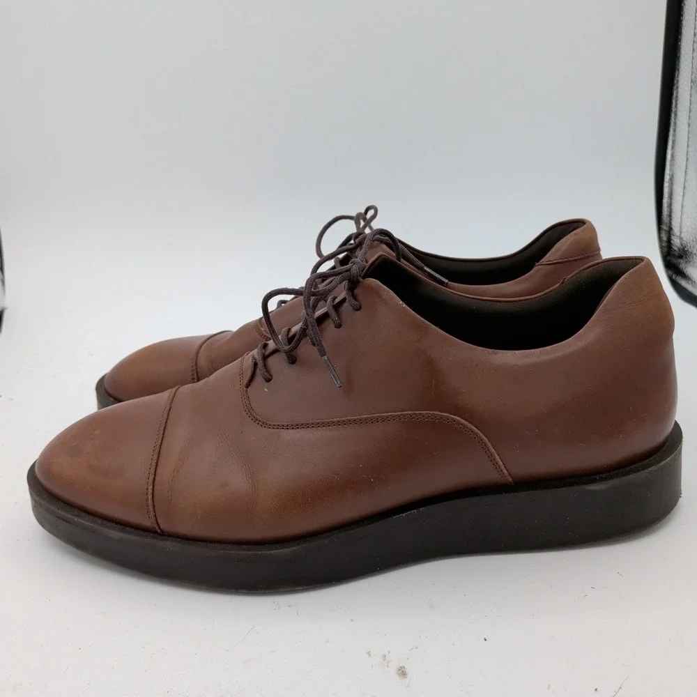 Wolf & Shepherd Closer Oxford Calfskin Cap Toe Brown Leather Shoes Mens 10 M
